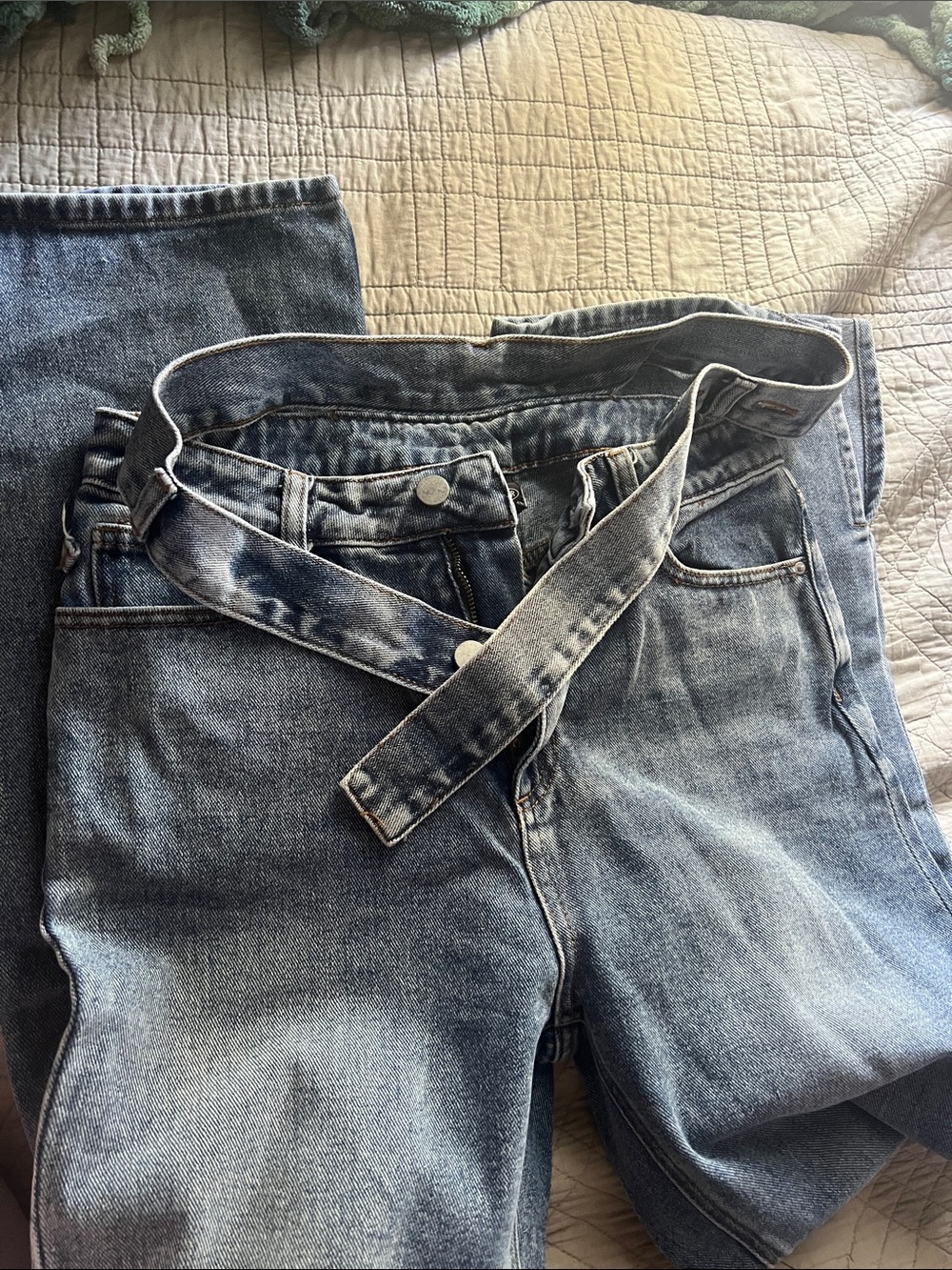 Cider Light Blue Wide-Leg Jeans with Denim Self-Belt